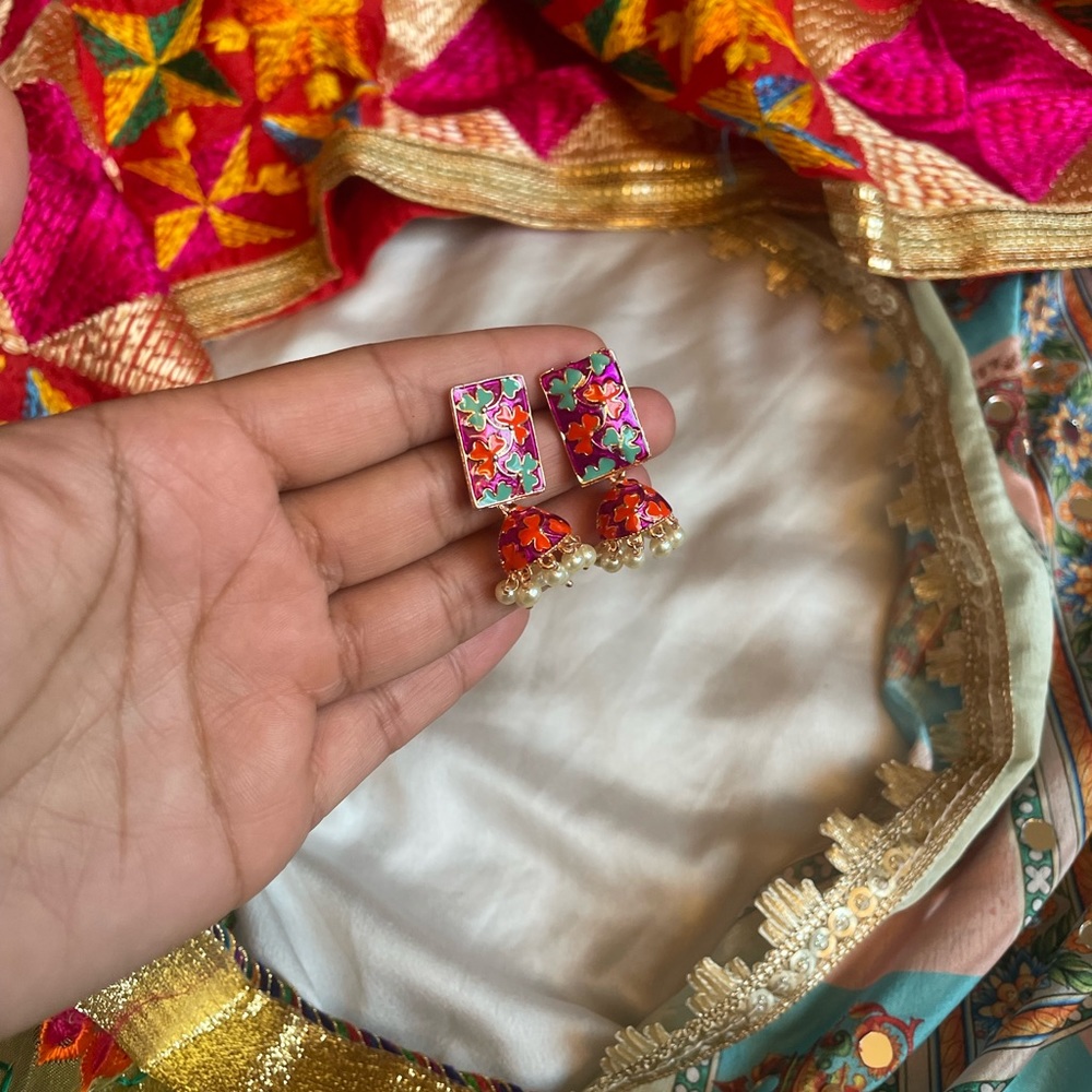 Magenta Jhumki - Earrings